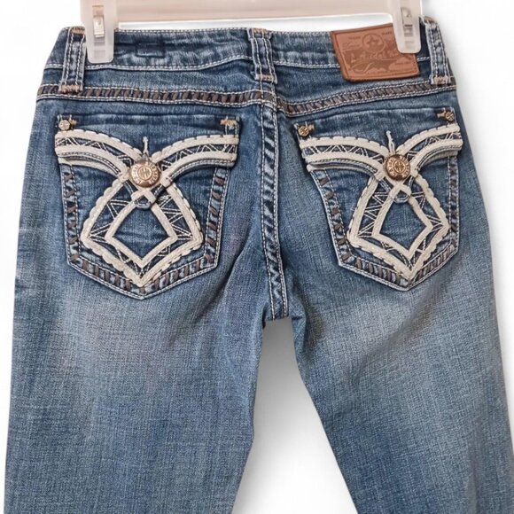 Y2K LA Idol Embroidered Jeans – Western Glam Bling Denim – Size 5 - Picture 5 of 10